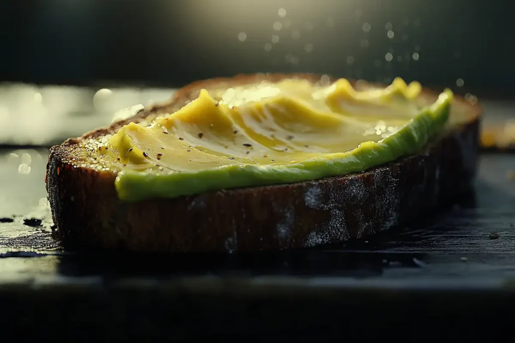 Featured image: Close-up of half-eaten avocado toast with visible texture.