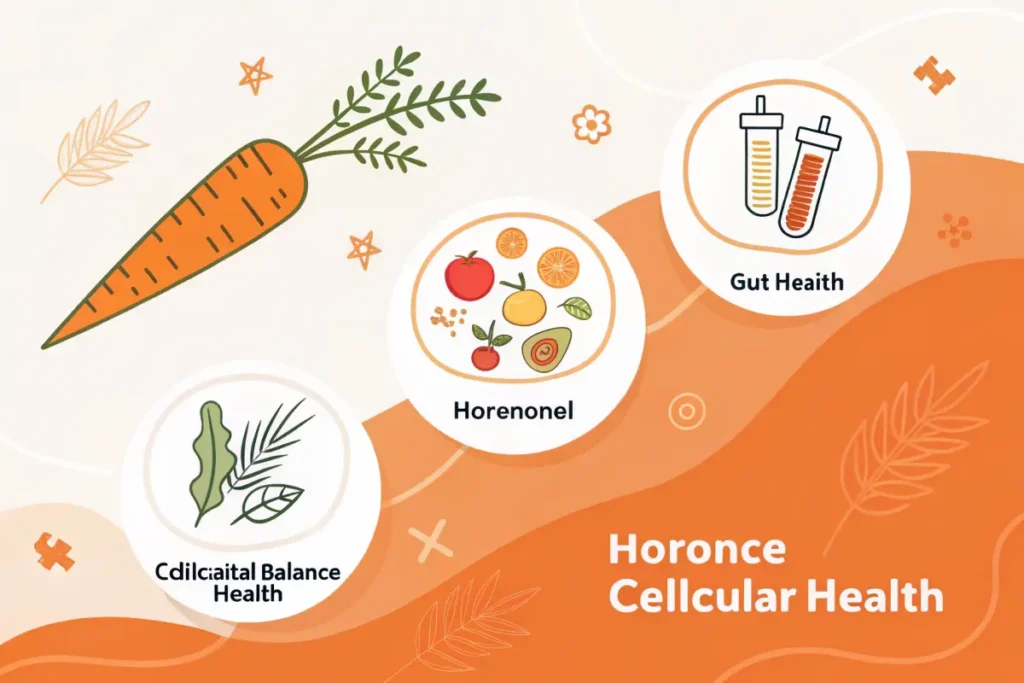 Infographic image showing health benefits of the ray peat carrot salad.