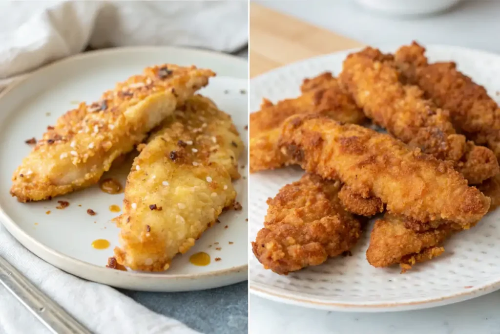 Baked and Fried hot honey chicken tenders